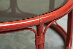 Sang de Boeuf Red Lacquered Bamboo and Smoke Glass Coffee Table Mid 20th C - 4468495