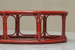 Sang de Boeuf Red Lacquered Bamboo and Smoke Glass Coffee Table Mid 20th C - 4468496