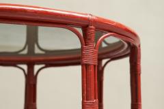 Sang de Boeuf Red Lacquered Bamboo and Smoke Glass Coffee Table Mid 20th C - 4468497