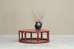 Sang de Boeuf Red Lacquered Bamboo and Smoke Glass Coffee Table Mid 20th C - 4468498