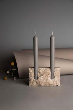 Sanna V lker White Travertine Sculpted Candleholder by Sanna V lker - 1785092