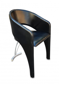 Santiago Calatrava Santiago Calatrava Inspired Italian Post Modern 8 Stitched Leather Dining Chairs - 2673591