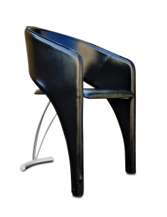 Santiago Calatrava Santiago Calatrava Inspired Italian Post Modern 8 Stitched Leather Dining Chairs - 2673638