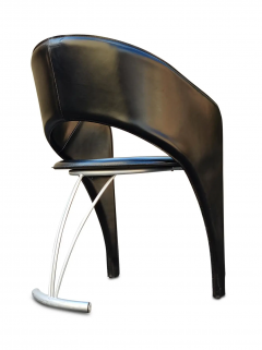 Santiago Calatrava Santiago Calatrava Inspired Italian Post Modern 8 Stitched Leather Dining Chairs - 2673653