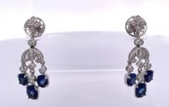 Sapphire Tassel Diamond Drop Earrings 18K - 3461915