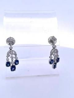 Sapphire Tassel Diamond Drop Earrings 18K - 3462072
