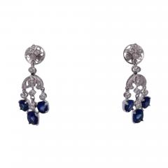 Sapphire Tassel Diamond Drop Earrings 18K - 3572135