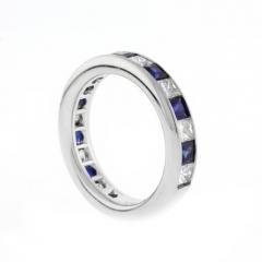 Sapphire and Diamond Channel Set Band Ring - 4698795