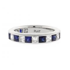 Sapphire and Diamond Channel Set Band Ring - 4698834