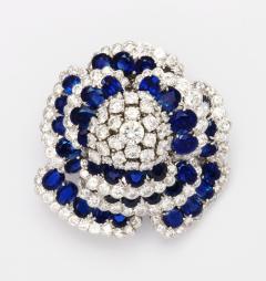 Sapphire and Diamond Flower Brooch - 189451