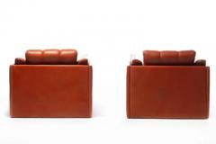 Sapporo Mobil Girgi 1970s Architectural Mid Century Modern Club Chairs in Cognac Leather - 3920206