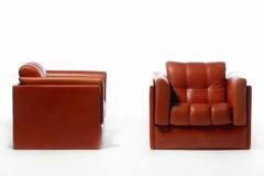 Sapporo Mobil Girgi 1970s Architectural Mid Century Modern Club Chairs in Cognac Leather - 3920208