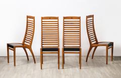 Sapporo Mobil Girgi Mobil Girgi Set of Four Ladder Back and Leather Dining Chairs Italy circa 1970 - 3362352
