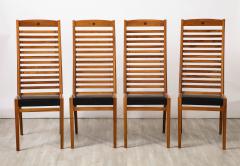 Sapporo Mobil Girgi Mobil Girgi Set of Four Ladder Back and Leather Dining Chairs Italy circa 1970 - 3362353