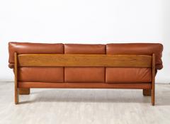 Sapporo Mobil Girgi Mobil Girgi Walnut and Leather Sofa Italy 1970s - 2643206