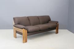 Sapporo Mobil Girgi Sapporo sofa brown three seater MidCentury in noble wood 1970s - 1493137