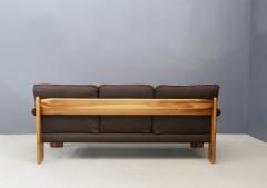 Sapporo Mobil Girgi Sapporo sofa brown three seater MidCentury in noble wood 1970s - 1493144