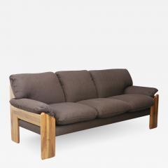 Sapporo Mobil Girgi Sapporo sofa brown three seater MidCentury in noble wood 1970s - 1496138