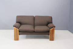 Sapporo Mobil Girgi Sapporo sofa brown two seater MidCentury in noble wood 1970s - 1494604