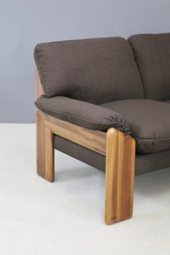 Sapporo Mobil Girgi Sapporo sofa brown two seater MidCentury in noble wood 1970s - 1494609