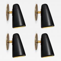 Sarfati Stilnovo 1950s Stilnovo Sconces in Black and Brass with Yellow Label - 1222884