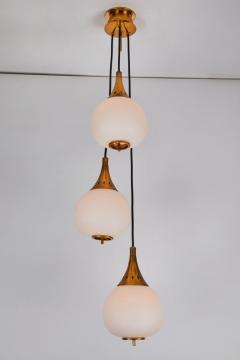 Sarfati Stilnovo 1950s bruno chiarini brass and glass chandelier for stilnovo - 1148235
