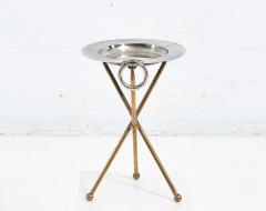 Sarreid LTD Gueridon Tripod Table Silver and Brass 1960 - 2429213