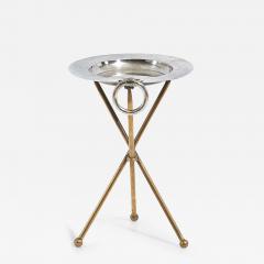 Sarreid LTD Gueridon Tripod Table Silver and Brass 1960 - 2429965