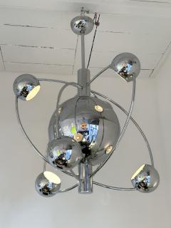 Satellite Sputnik Chandelier Metal Chrome Italy 1970s - 3535442