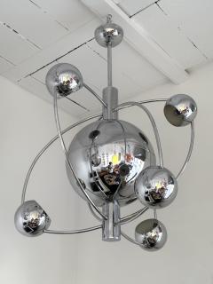 Satellite Sputnik Chandelier Metal Chrome Italy 1970s - 3535448