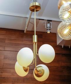 Satin Brass Suspension with Four Lights and Round White Glass Globe - 716224