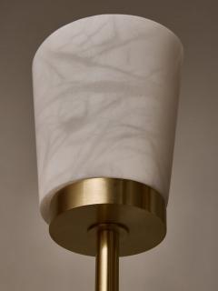 Satinated Brass and Alabaster Spiral Shades Six Arms of Light Floor Lamp - 4715938