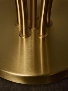Satinated Brass and Alabaster Spiral Shades Six Arms of Light Floor Lamp - 4715939