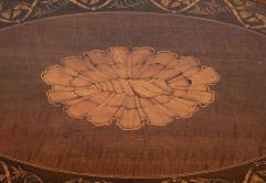 Satinwood Inlaid Brass Gallery Oval Tray on Stand with Elaborate Inlaid Border - 4723625