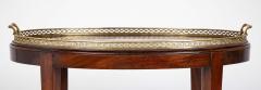 Satinwood Inlaid Brass Gallery Oval Tray on Stand with Elaborate Inlaid Border - 4723627