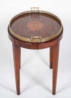 Satinwood Inlaid Brass Gallery Oval Tray on Stand with Elaborate Inlaid Border - 4723629