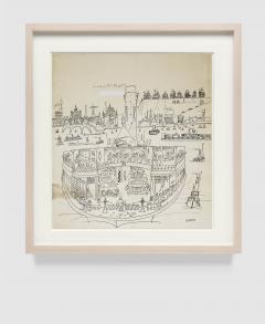 Saul Steinberg New York Harbor with Ferry boats and Victorian Houses Holiday Magazine - 1490834