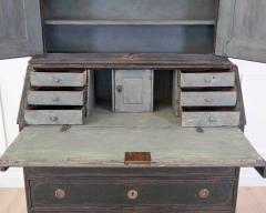 Scandinavian 18th Century Black Painted Carved Bureau - 4743956