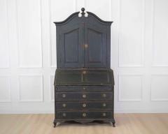 Scandinavian 18th Century Black Painted Carved Bureau - 4743977