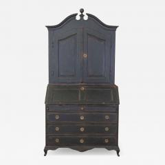 Scandinavian 18th Century Black Painted Carved Bureau - 4746078