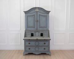 Scandinavian 18th Century Blue Painted Two Part Bureau - 4743979