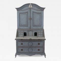 Scandinavian 18th Century Blue Painted Two Part Bureau - 4746085