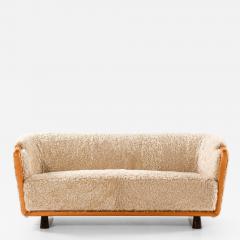 Scandinavian Art Deco Sofa in Birch and Sheepskin 1930s - 4444178