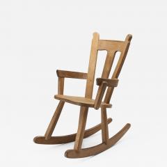 Scandinavian Brutalist Oak rocking Chair Scandinavia 1970s - 2332968