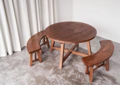 Scandinavian Cabinetmaker Rustic Set of Table and Benches in Solid Pine 1940s - 4609072