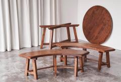 Scandinavian Cabinetmaker Rustic Set of Table and Benches in Solid Pine 1940s - 4609074