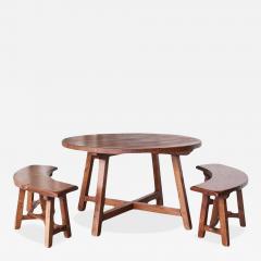 Scandinavian Cabinetmaker Rustic Set of Table and Benches in Solid Pine 1940s - 4610212