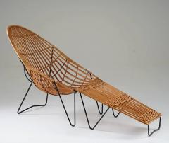 Scandinavian Cane and Metal Lounge Chair 1950s - 2915989