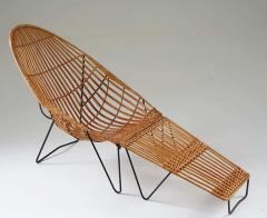 Scandinavian Cane and Metal Lounge Chair 1950s - 2915992