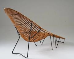 Scandinavian Cane and Metal Lounge Chair 1950s - 2916044